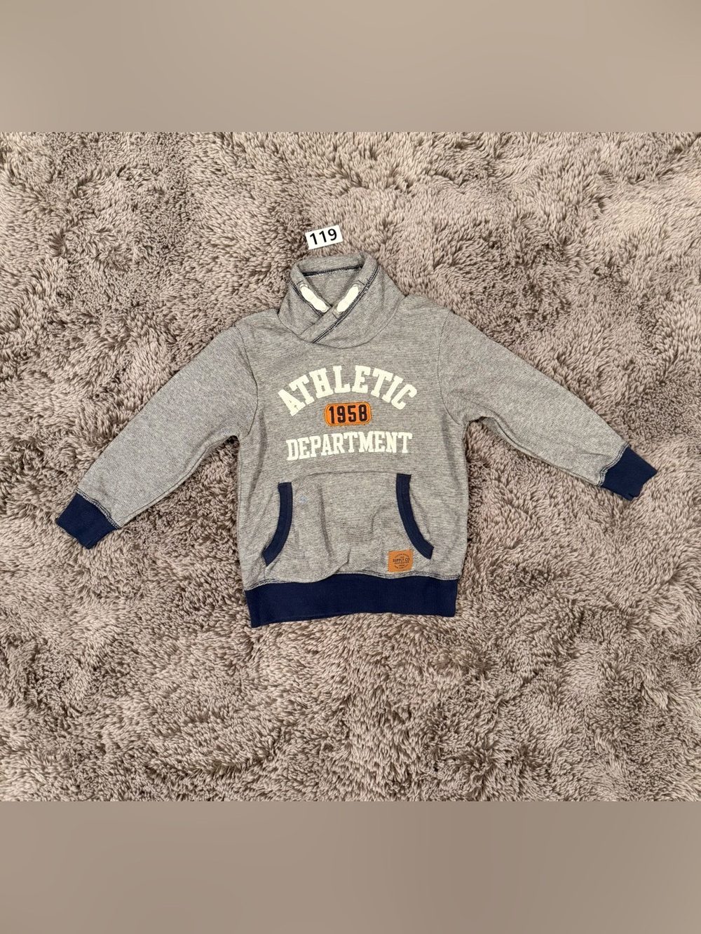 H&M Grey Hoodie with Navy Trim and Yellow Accent